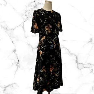 H&M Size 4 Floral Dress Midi Flower Pattern Office Workwear Summer Spring Outfit
